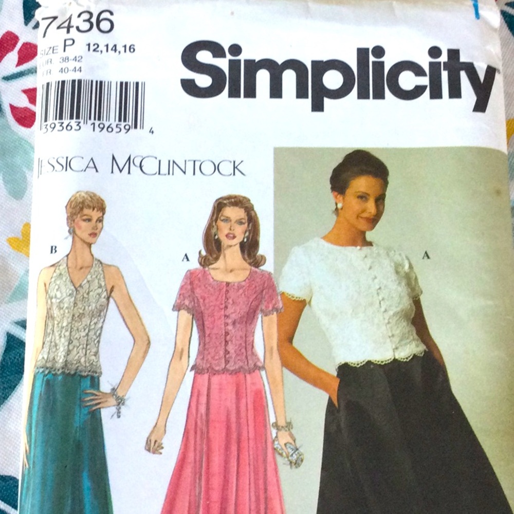 Simplicity #7436 uncut Jessica McClintock designer dress pattern